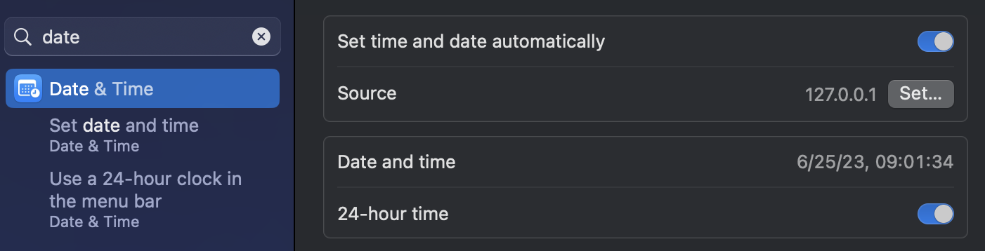 macOS time source